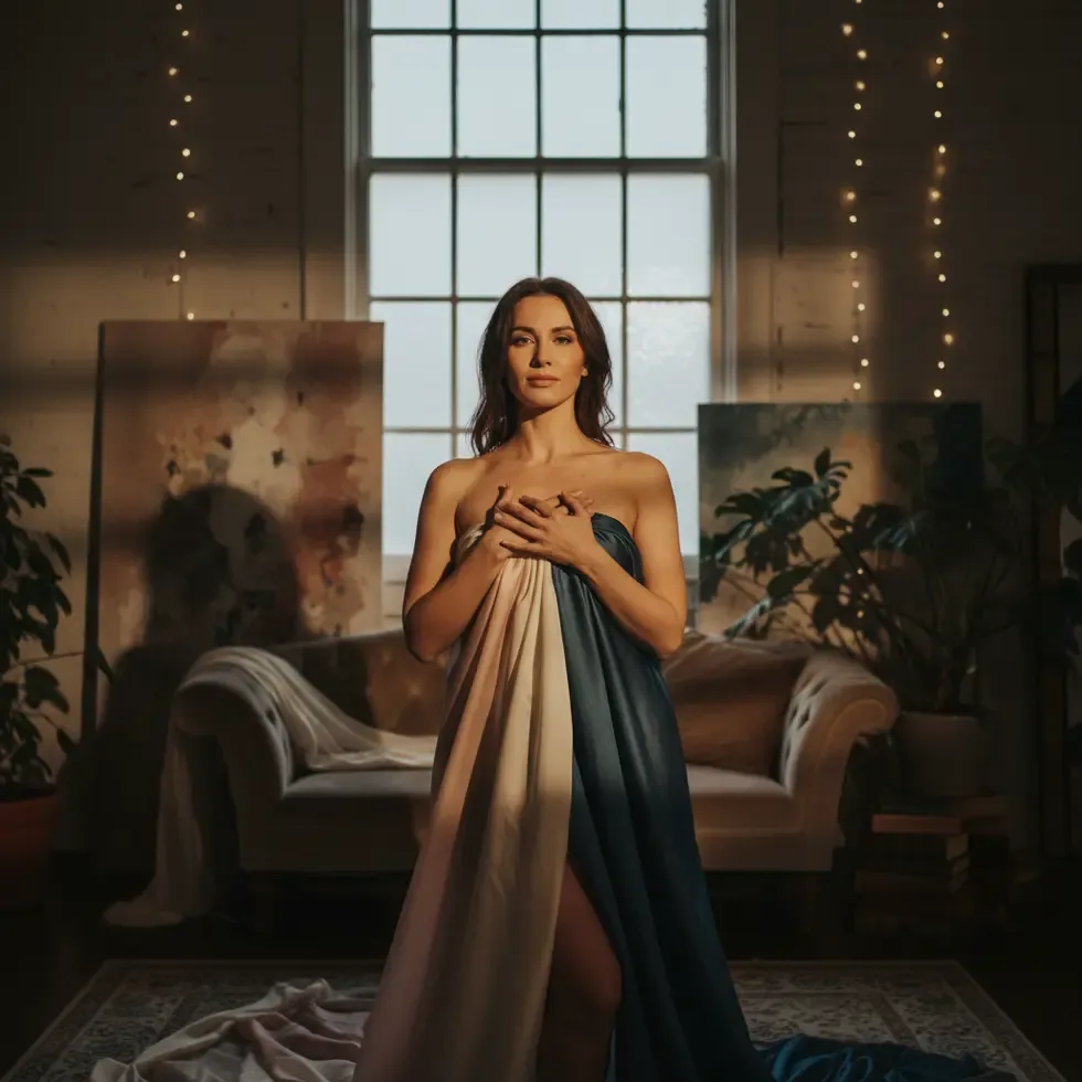 Artistic sensual photo shoot emphasizing privacy and empowerment